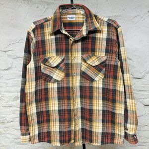 OshKosh B'Gosh Shirt Plaid Cotton Flannel Button Up Heavy USA Vintage 70s 80s